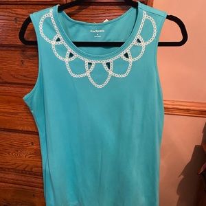 Women’s medium knit light teal Kim Rogers sleeveless top. NWOT
